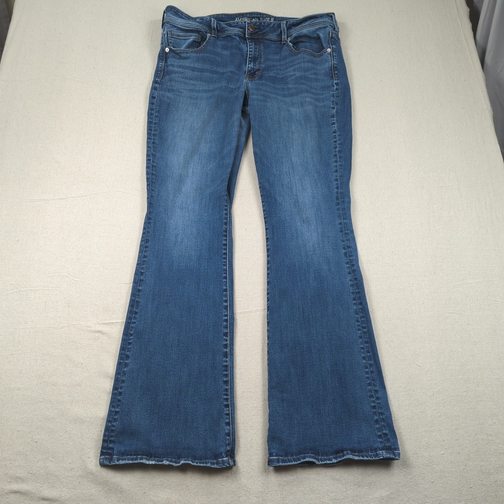 American Eagle Jeans‎ Womens 18 Short Blue Kick Boot Cut Stretch Casual Western